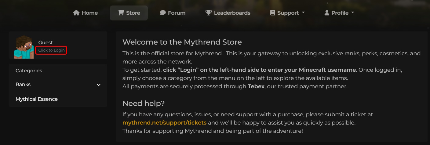 Mythrend Store Login