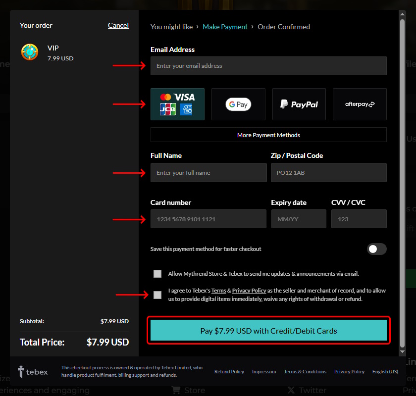 Mythrend Store Payment