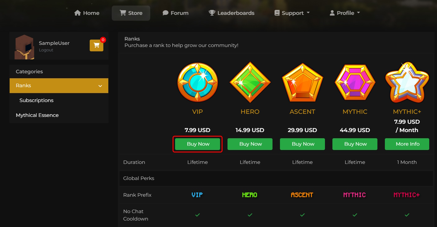 Mythrend Store Product Page